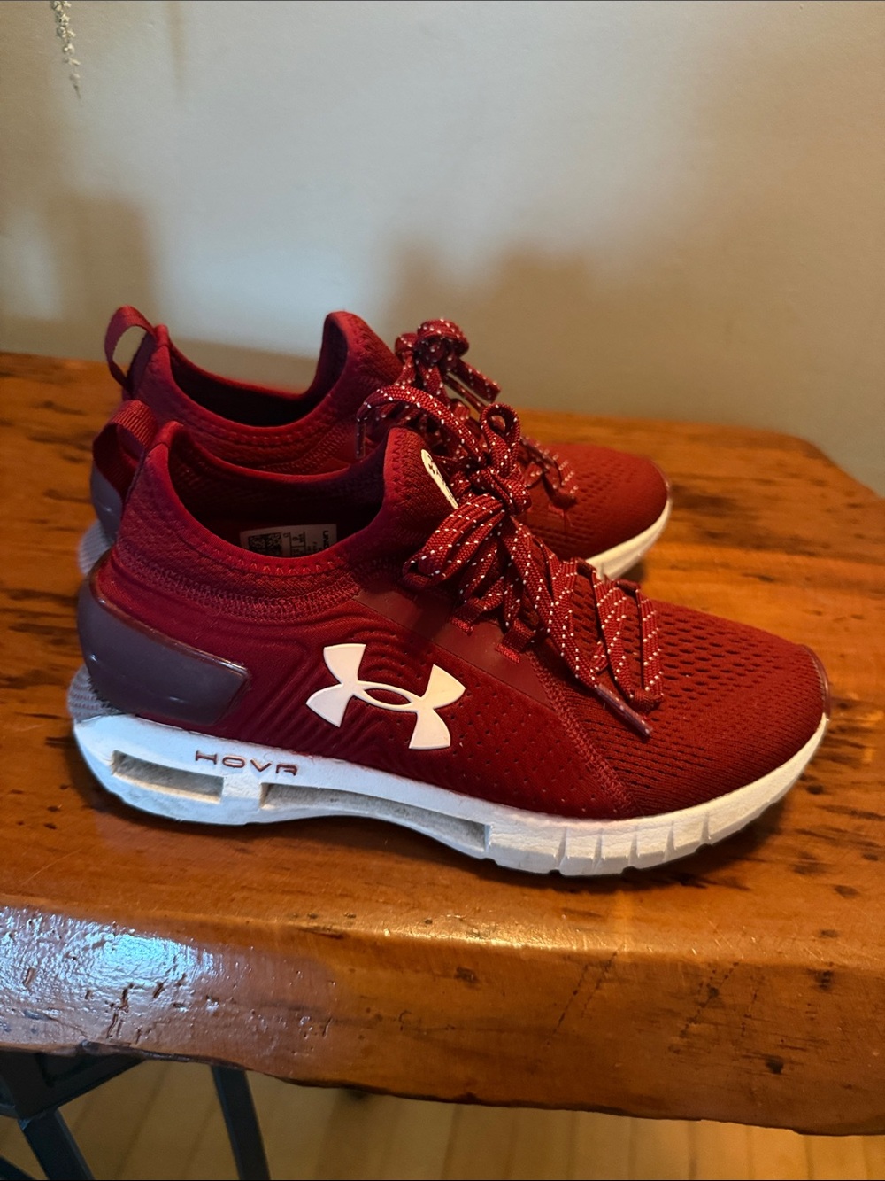 Under Armour Maroon and White HOVR Running Sneakers